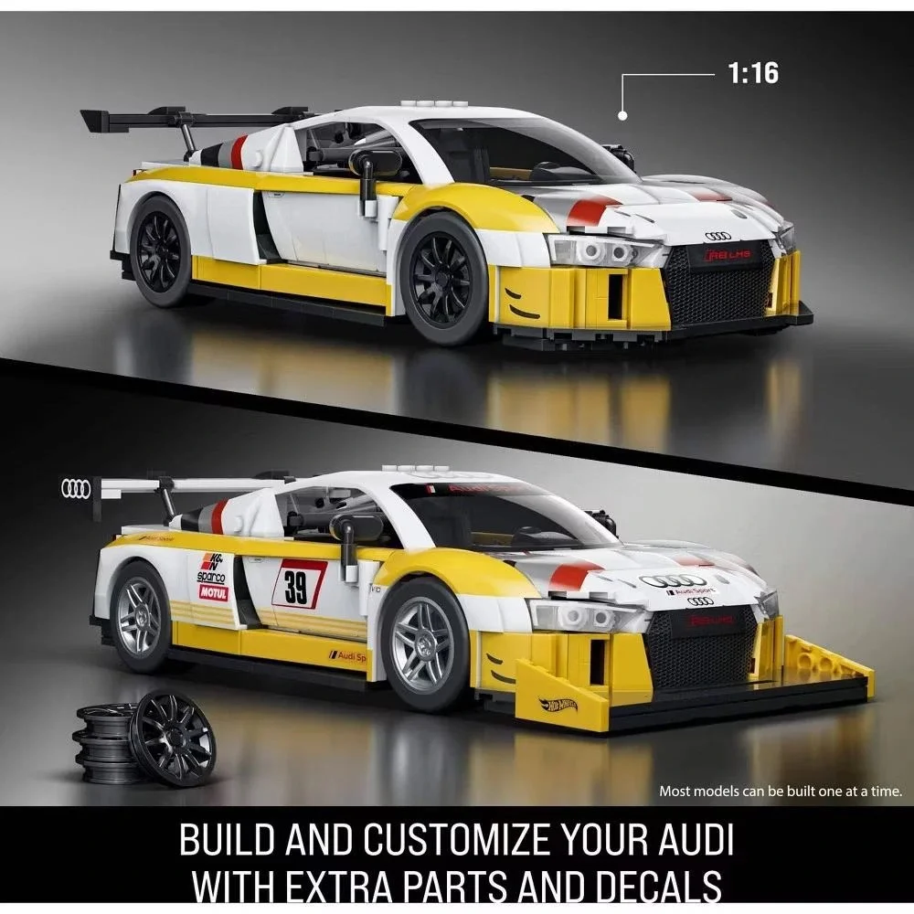 New! Mattel Brick Shop Hot Wheels '15 Audi R8 LMS Building‎ Kit Collectors JFT18
